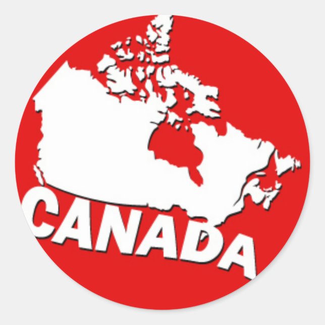 White and Red Map of Canada Classic Round Sticker (Front)