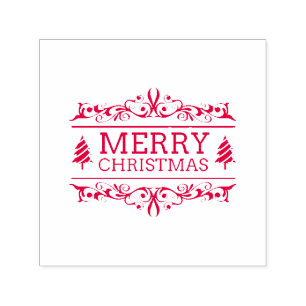 White And Red Merry Christmas Self-inking Stamp