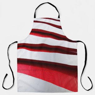 WHITE AND RED METAL FRAME APRON