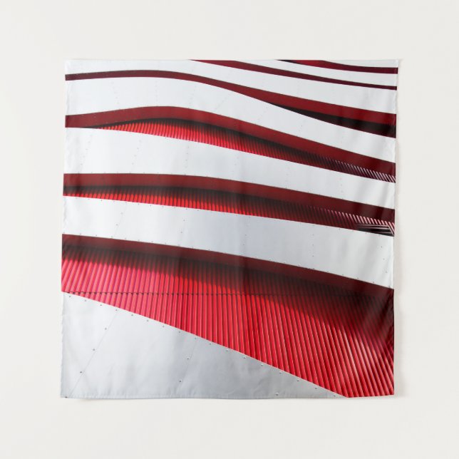 WHITE AND RED METAL FRAME TAPESTRY (Front)