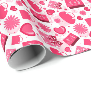 White And Red Mothers Day Seamless Pattern Wrapping Paper