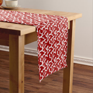 White And Red Organic Coral Reef Repeat Pattern Medium Table Runner