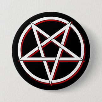 White and Red Pentagram 7.5 Cm Round Badge