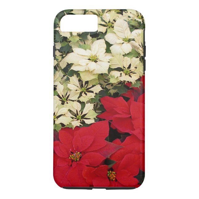White and Red Poinsettias I Holiday Floral Case-Mate iPhone Case (Back)