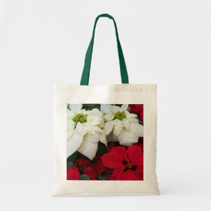 White and Red Poinsettias II Christmas Holiday Tote Bag