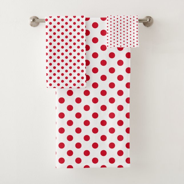 White and Red Polka Dot Bath Towel Set (Insitu)