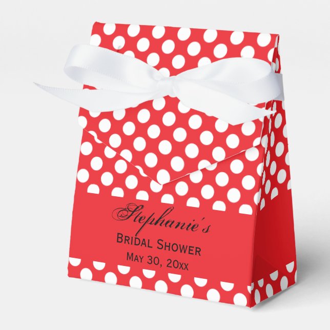 White and Red Polka Dot Bridal Shower Favour Box (Front Side)