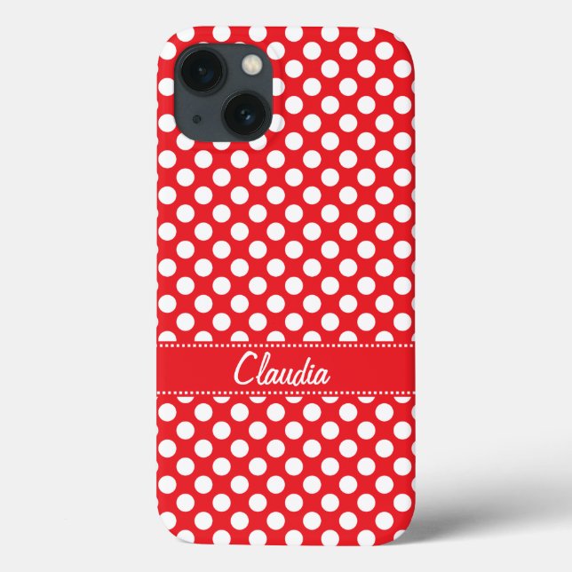 White and Red Polka Dot Case-Mate iPhone Case (Back)
