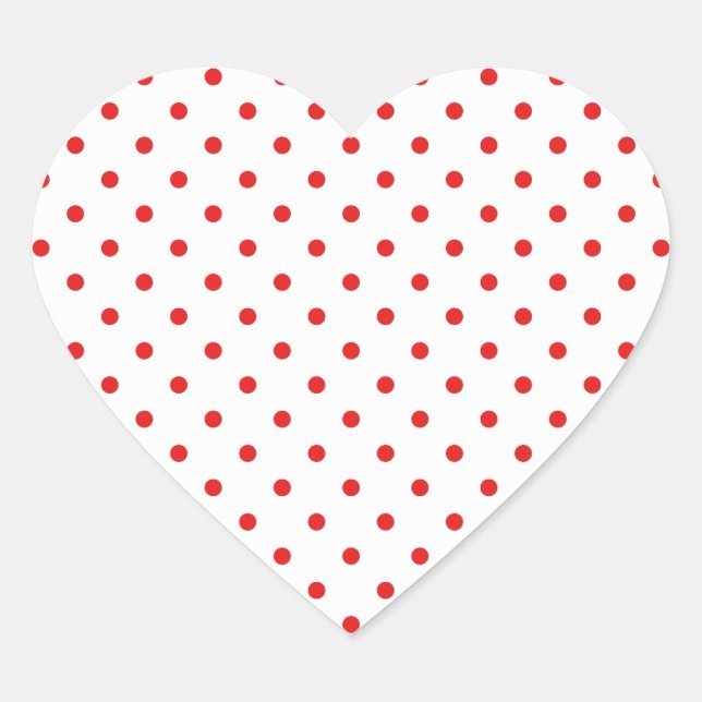 White and Red Polka Dot Heart Sticker (Front)