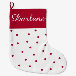 White and Red Polka Dot: Large Christmas Stocking