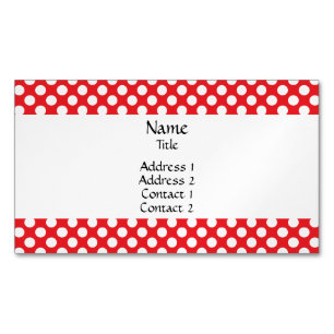 White and Red Polka Dot Magnetic Business Card