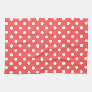White and Red Polka Dots, polka dot, polka, dot Ap Tea Towel