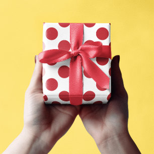 White and Red Polka Dots Wrapping Paper