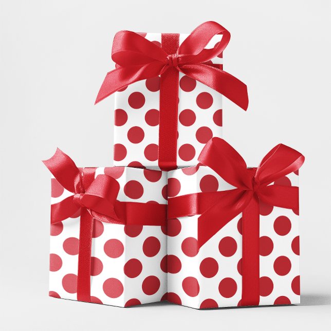 White and Red Polka Dots Wrapping Paper Sheet (White and Red Polka Dots Wrapping Paper Sheets)