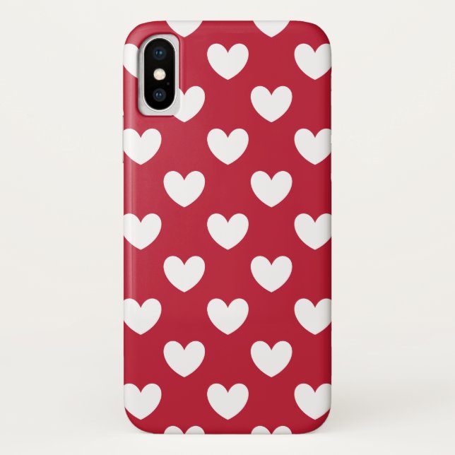 White and red polka hearts Case-Mate iPhone case (Back)