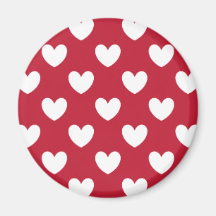 White and red polka hearts magnet