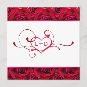 White and Red Roses Couples Shower Invitation