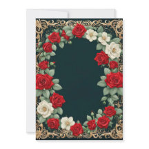 White and Red Roses Custom Text Wedding