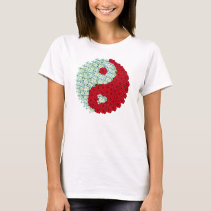 White and Red roses Yin Yang shirt
