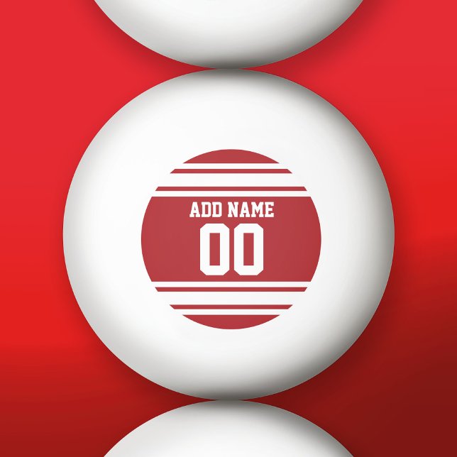 White and Red Sports Jersey Custom Name Number Ping Pong Ball (Custom Ping Pong Balls)