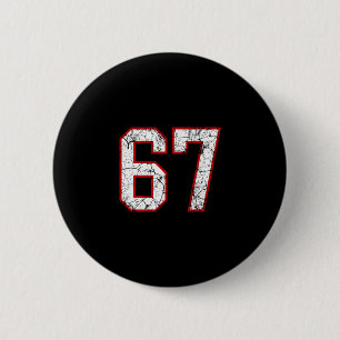 White And Red Sports Number 67 Jersey Uniform Play 6 Cm Round Badge