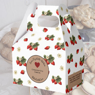 White and Red Strawberries Rustic Food Gift Favour Box