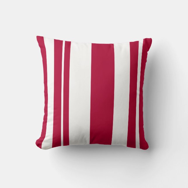 White and Red Striped throw pillow (Front)