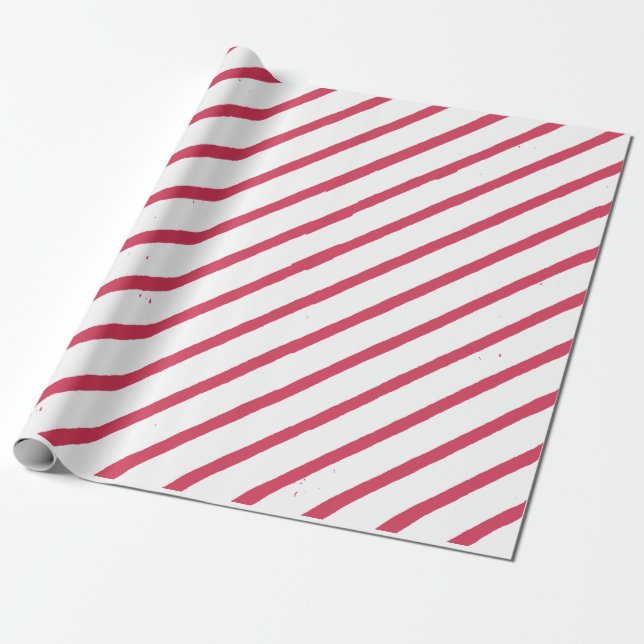 White and red stripes Christmas Wrapping Paper (Unrolled)