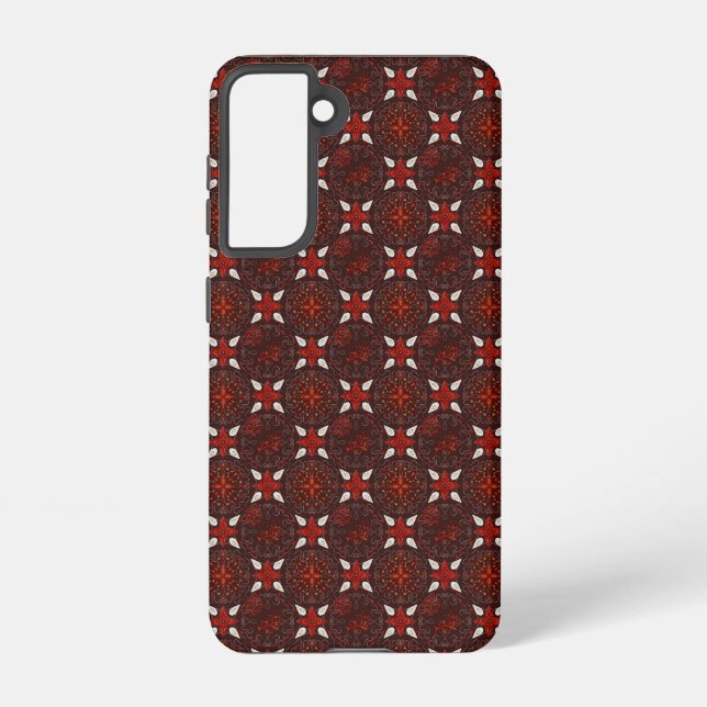 White and Red Taika Pattern    Samsung Galaxy S21 Case (Back)
