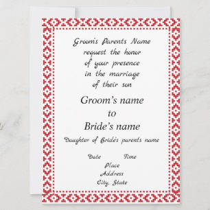 White and Red Tatreez Wedding Invitation