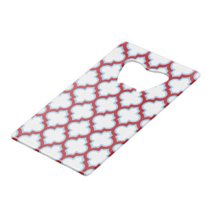 White and Red Trellis, Lattice, Quatrefoil