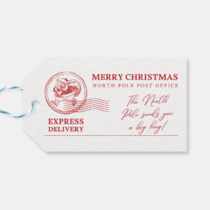 White And Red Vintage From Santa Claus Christmas Gift Tags