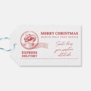 White And Red Vintage From Santa Claus Christmas Gift Tags