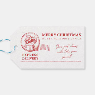 White And Red Vintage From Santa Claus Christmas Gift Tags