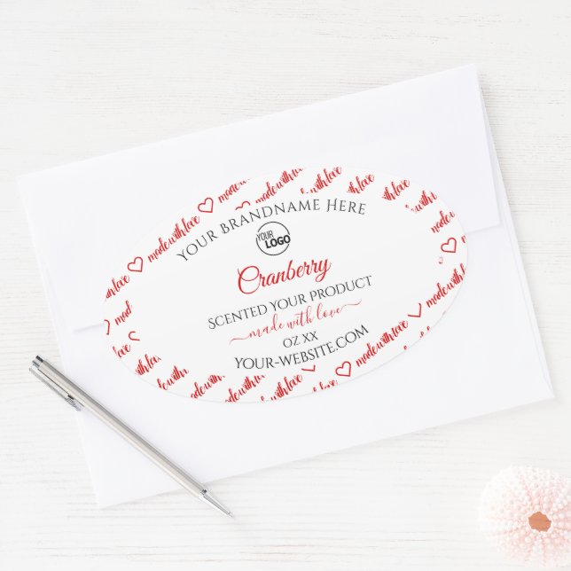 White and Red Word Cloud Product Labels with Logo (Envelope)