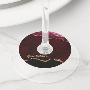 White and Rose Gold Agate Wine Glass Tag
