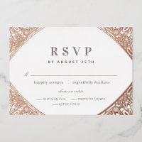 White and Rose Gold Arabesque Foil Invitation