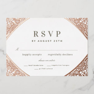 White and Rose Gold Arabesque Foil Invitation