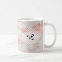 White and Rose Gold Marble Monogram Initial