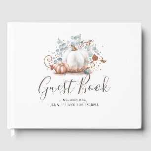 White and Rose Gold Pumpkins Fall Wedding Guest Book