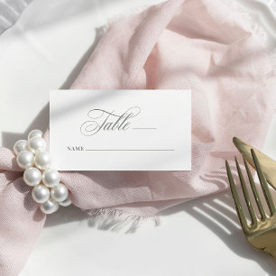 White and Sage Green   Classic Luxe Wedding Flat Place Card