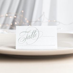White and Sage Green Italian Elegance Wedding Place Card