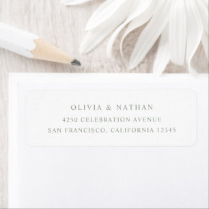 White and Sage Green   Simple Elegant Text Return Address Label