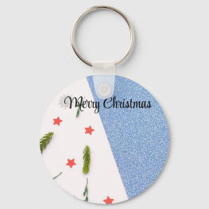 White and Shine Blue with Pine Tree, Star AndFlake Key Ring