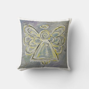 White and Silver Angel Decorative Throw Pillow