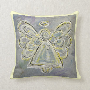 White and Silver Angel Decorative Throw Pillow
