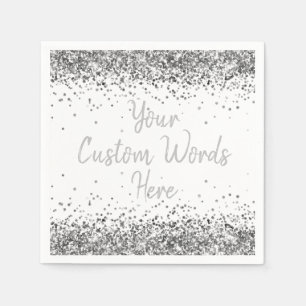 White and Silver Anniversary Party Birthday Party Napkin