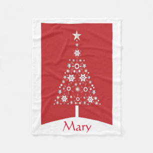White And Silver Christmas Tree Fleece Blanket