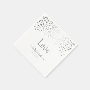 White and Silver Confetti Dots Napkin