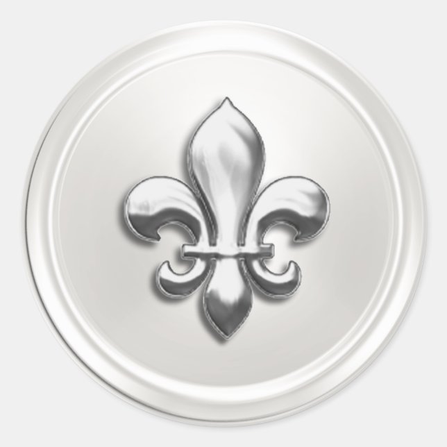 White and Silver  Fleur de Lis Envelope Seal (Front)